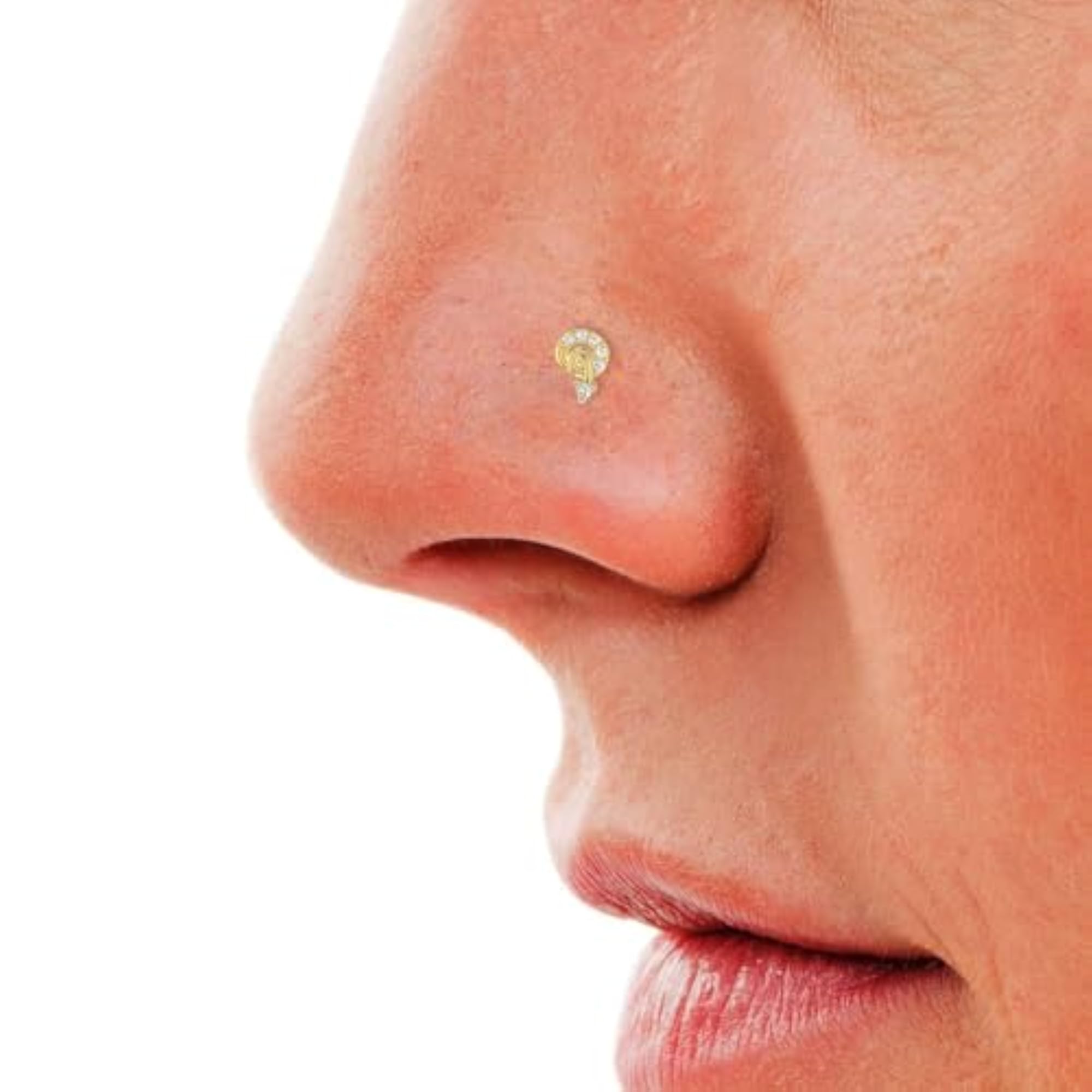 Women's 14Kt Yellow Gold Stud Nosering, Chic Design